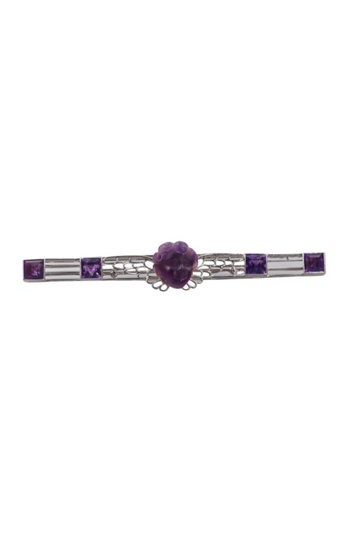 Platinum Amethyst and Diamond Brooch