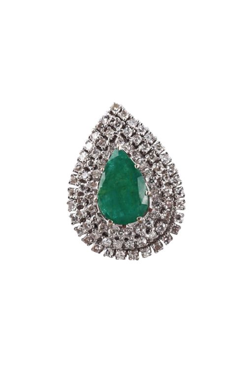 14k Gold Emerald and Diamond Ring
