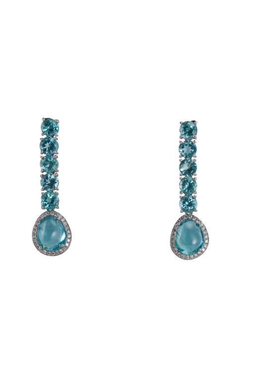 18k Gold Apatite and Diamond Earrings