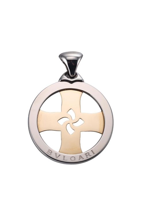 18k Gold Steel Cross Pendant