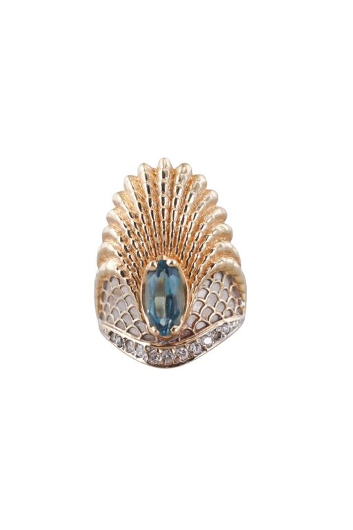 14k Gold Diamond and Topaz Ring