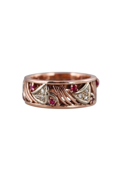 14k Gold Diamond and Ruby Ring