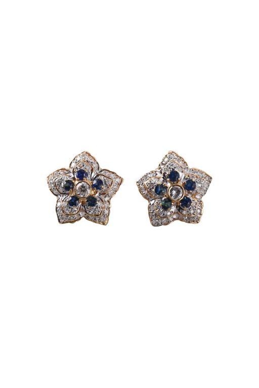 14k Gold Diamond and Sapphire Earrings