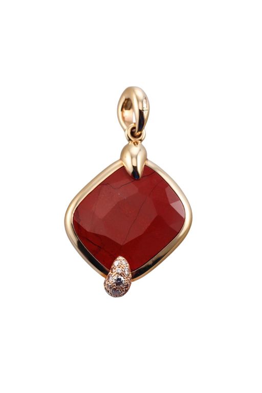 18k Gold Diamond and Jasper Pendant
