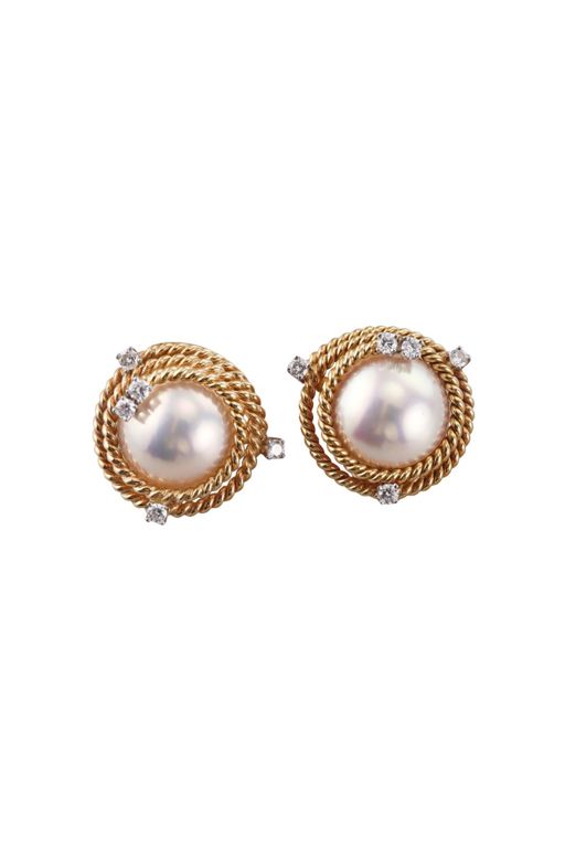Diamond and Pearl Earrings