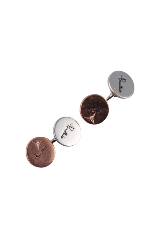 9k Gold and Silver Diamond Cufflinks