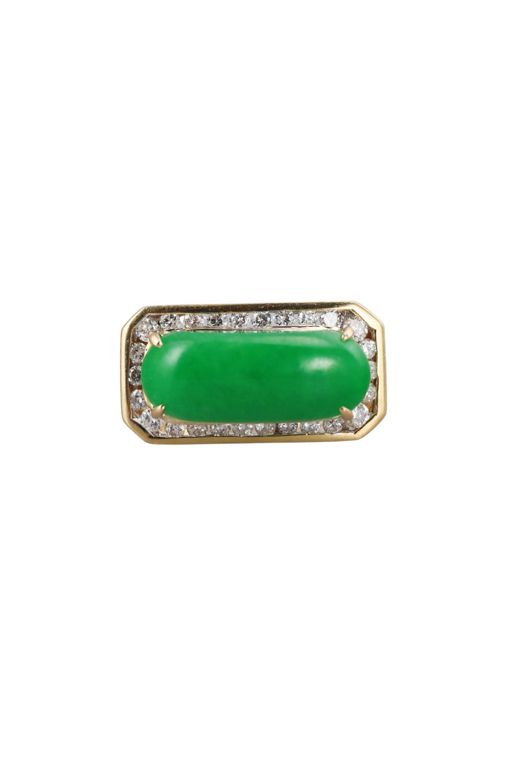 18k Gold Jade and Diamond Ring