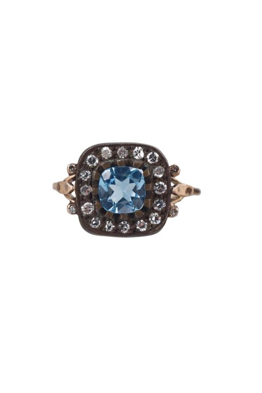 14k Gold Topaz and Diamond Ring