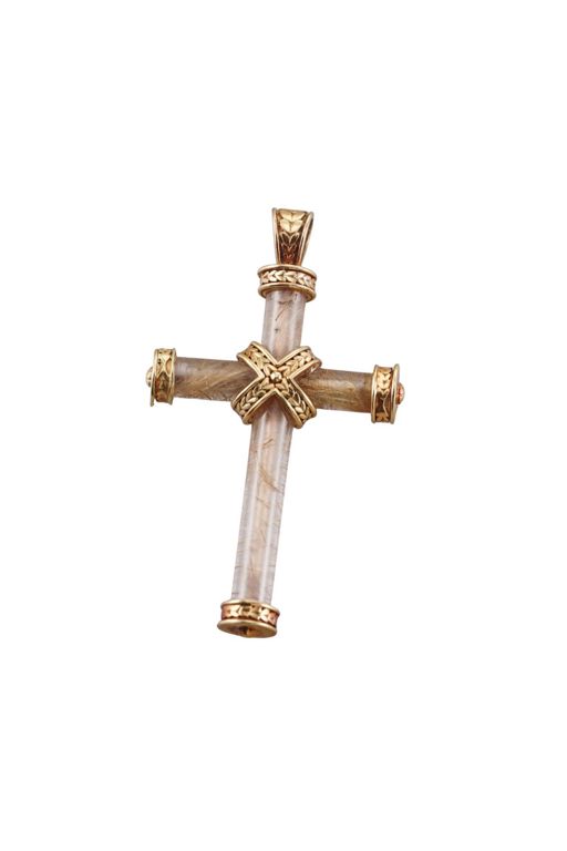 18k Gold Rutilated Quartz Pendant