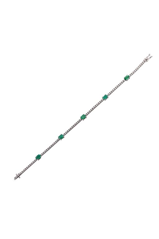 14k Gold Emerald and Diamond Bracelet