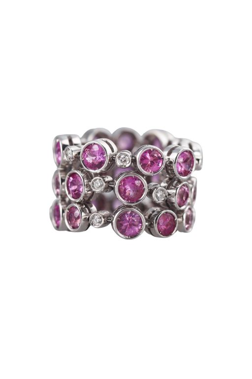 18k Gold Pink Sapphire and Diamond Ring