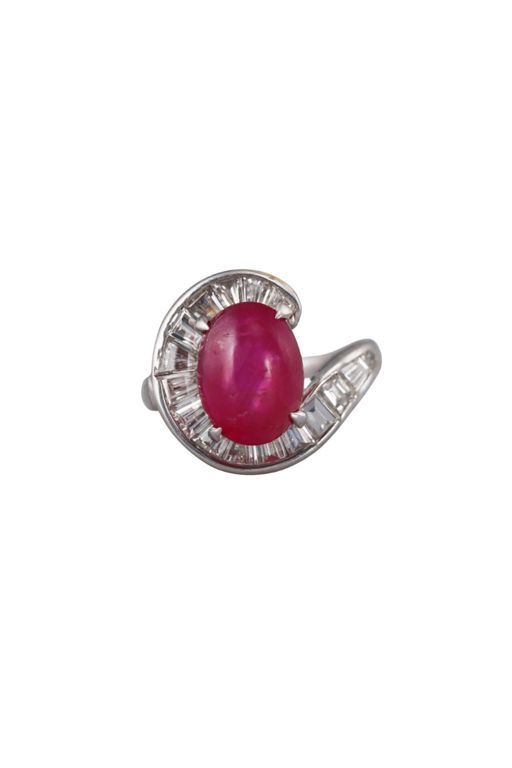 Platinum Ruby and Diamond Ring