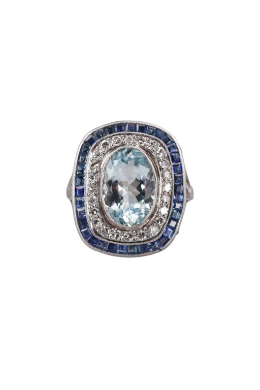 Platinum Multi-Gem Ring
