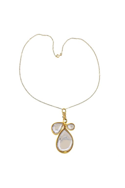18k Gold Crystal and Diamond Pendant Necklace