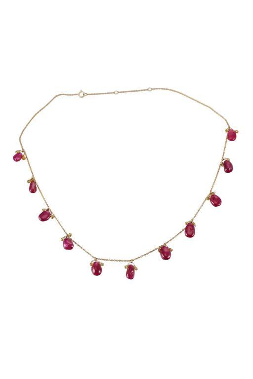 18k Gold Ruby and Diamond Necklace