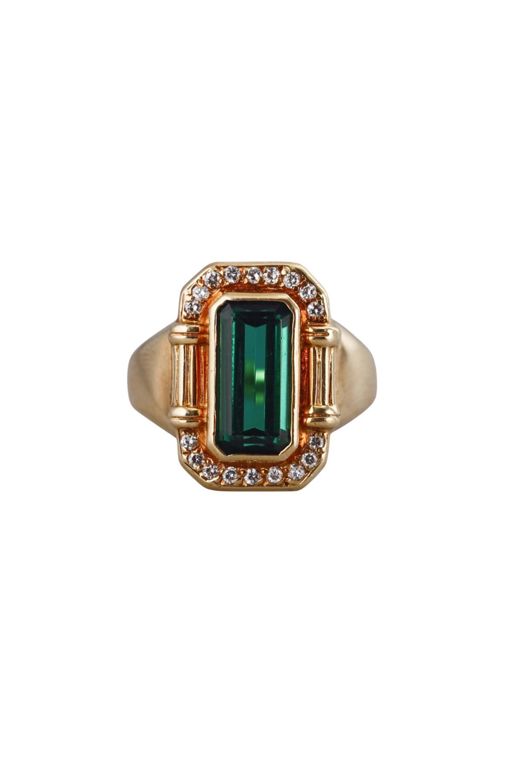 18k Gold Tourmaline and Diamond Ring