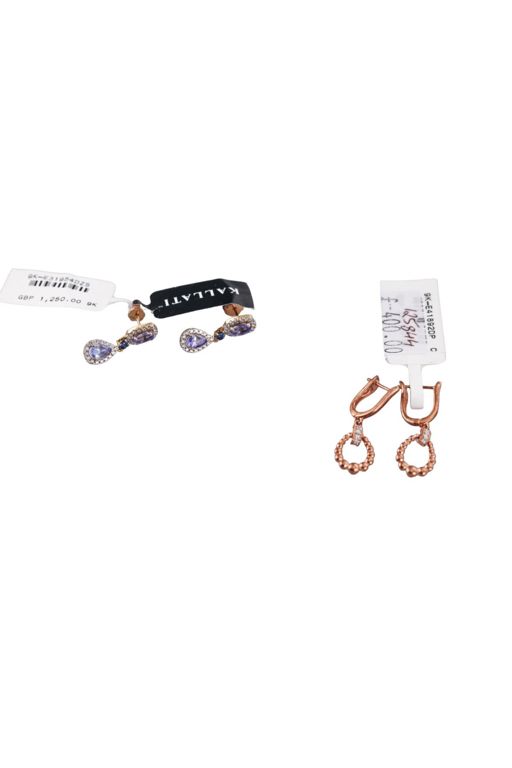 9k Gold Diamond and Tanzanite Earrings