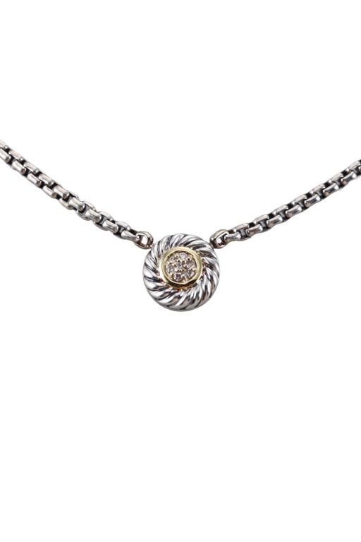 Sterling Silver and Gold Diamond Pendant Necklace