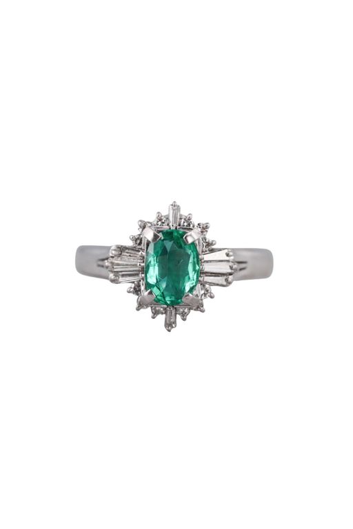 18k Gold Diamond and Emerald Ring