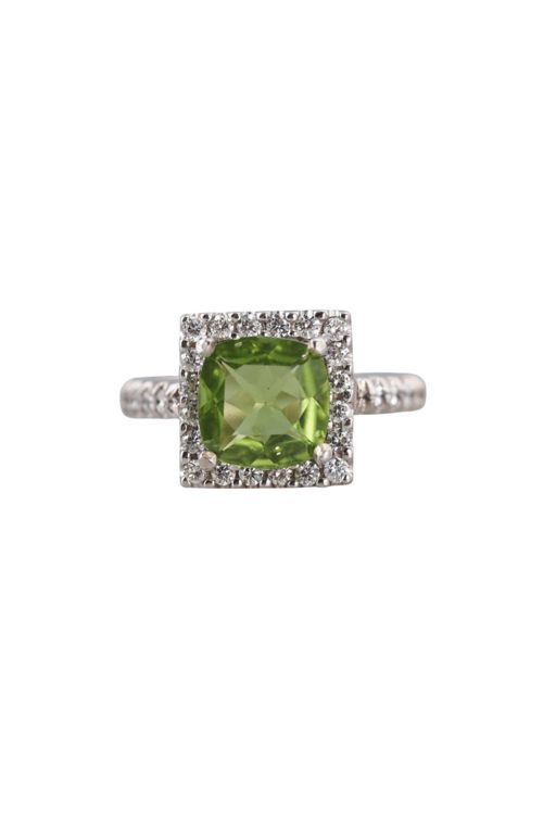 14k Gold Peridot and Diamond Ring