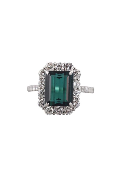 Platinum Tourmaline and Diamond Ring