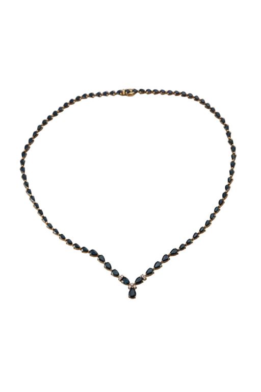14k Gold Sapphire and Diamond Necklace