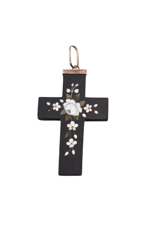 10k Gold Pietra Dura Pendant