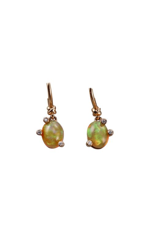 14k Gold Opal and Diamond Earrings
