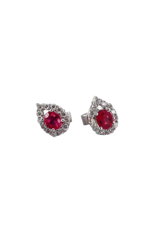 18k Gold Diamond and Ruby Earrings