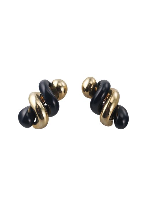 18k Yellow Gold Onyx Earrings