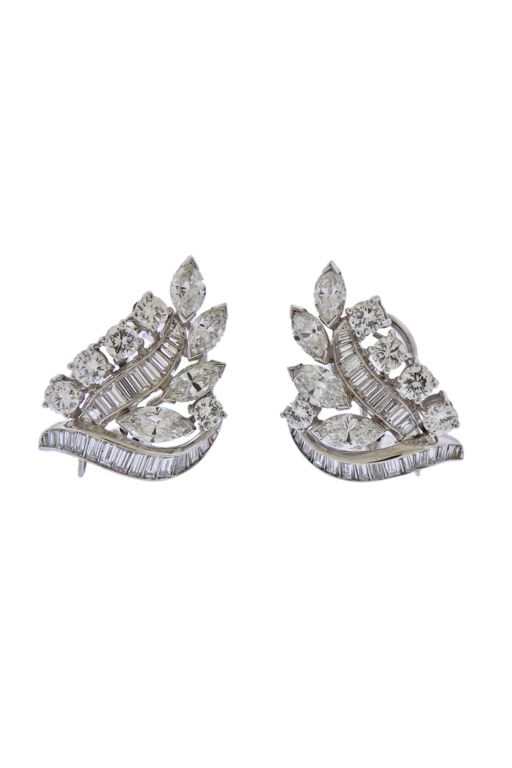 Metal and Platinum Diamond Earrings