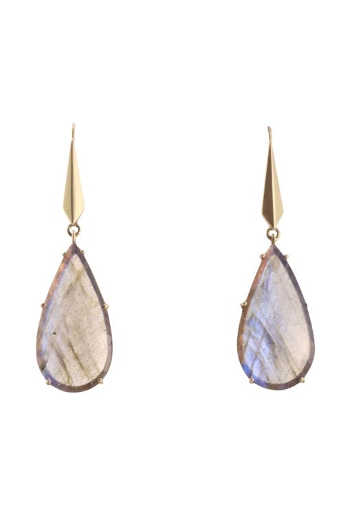 18k Gold Labradorite Earrings