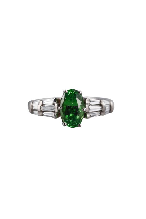14k Gold Demantoid Garnet and Diamond Ring