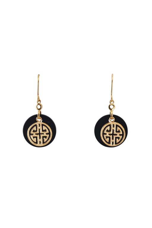 24k Gold Onyx Earrings