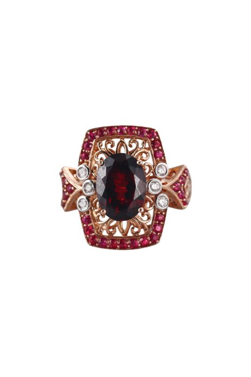 14k Gold Garnet and Ruby Ring