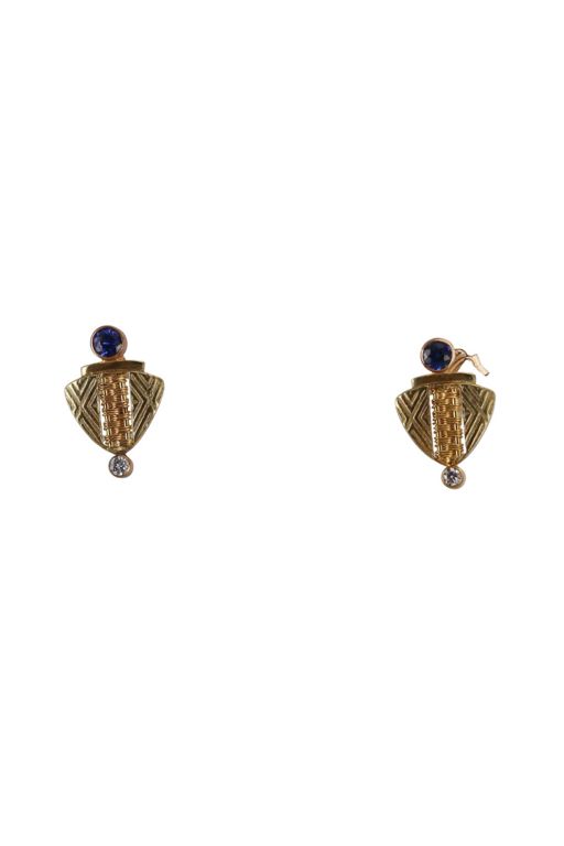 18k Gold Diamond and Sapphire Earrings