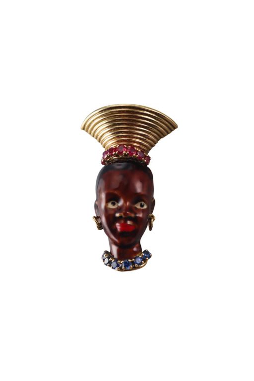 18k Gold Ruby and Sapphire Brooch
