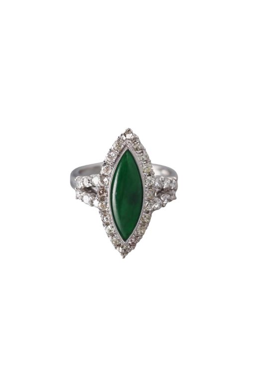 Platinum Jade and Diamond Ring