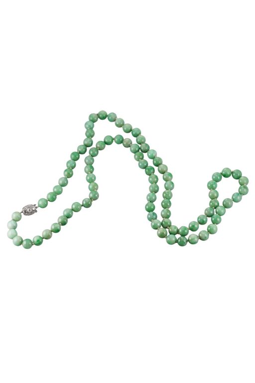 Platinum Jade and Diamond Necklace