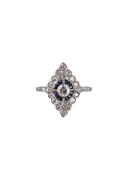 Platinum Diamond And Onyx Ring
