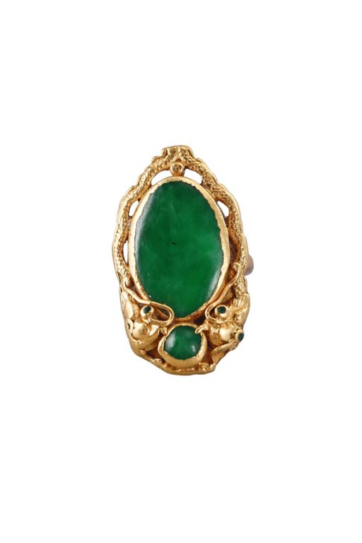 18k Gold Jade Ring