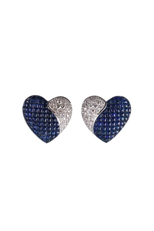 18k Gold Diamond and Sapphire Earrings
