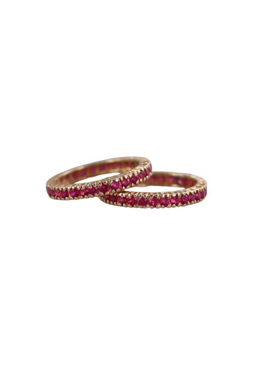 Two 14k Gold Ruby Band Rings