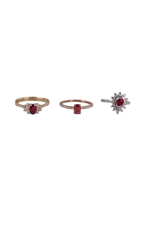 Three Gold Multi-Gem Rings
