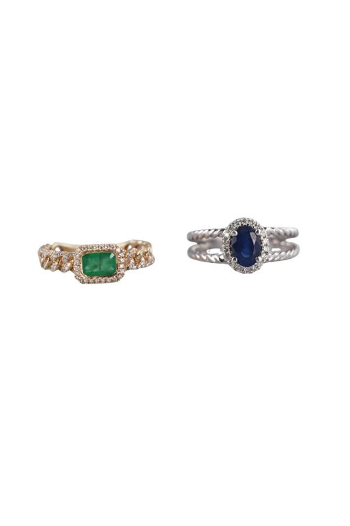 Two 14k Gold Multi-Gem Rings