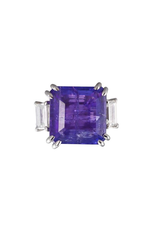 Platinum Tanzanite and Diamond Ring