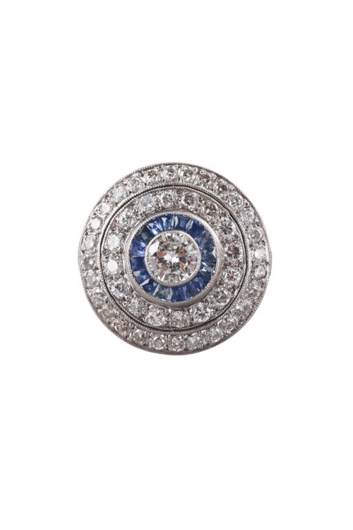 Platinum Diamond and Sapphire Ring