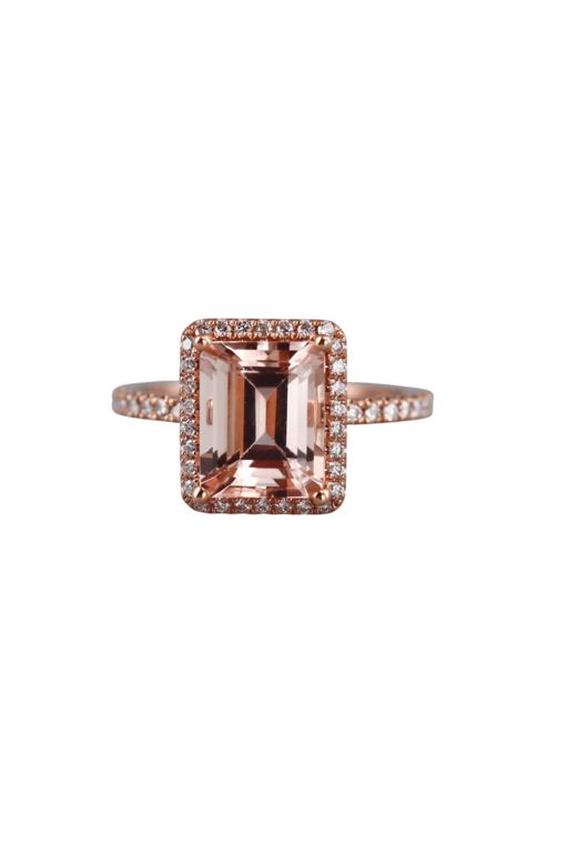 14k Gold Morganite and Diamond Ring