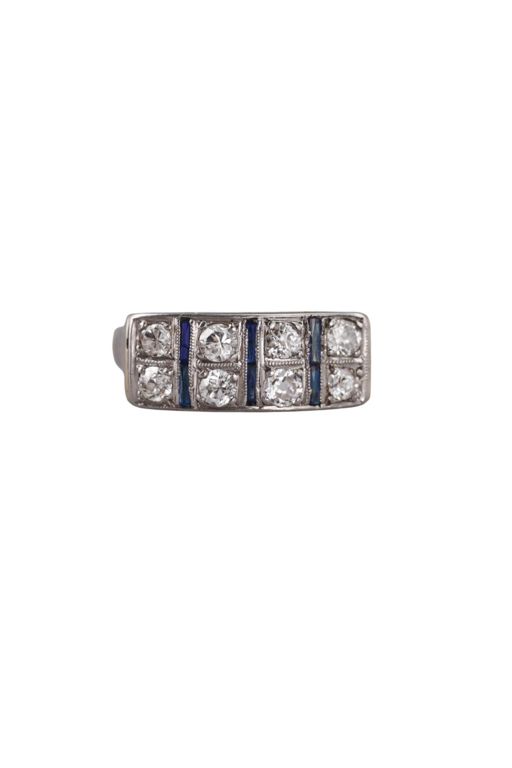 18k Gold, Platinum Diamond and Sapphire Ring