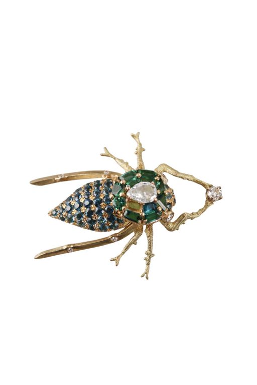18k Gold Diamond and Tourmaline Brooch
